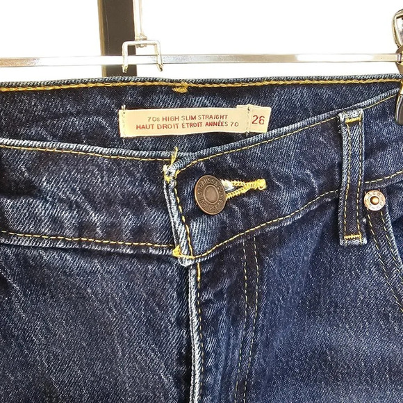 Levi's Womens 70's High  Slim Straight Jeans Size 26 Blue Denim - Picture 6 of 7